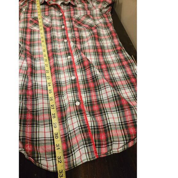 Victorias Secret Red Green Plaid Flannel Christmas Sleepshirt Cotton Blend Small - Picture 10 of 10